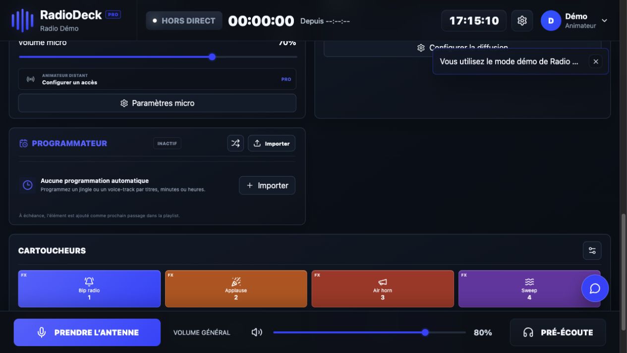 Programmateur de jingles RadioDeck